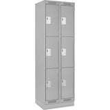 Clean Line™ Lockers, 3 -tier, Bank of 2, 24" x 18" x 76", Steel, Grey, Rivet (Assembled)