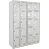 Assembled Clean Line™ Personal Effects Lockers, 5 -tier, Bank of 4, 12" x 76" x 48", Steel