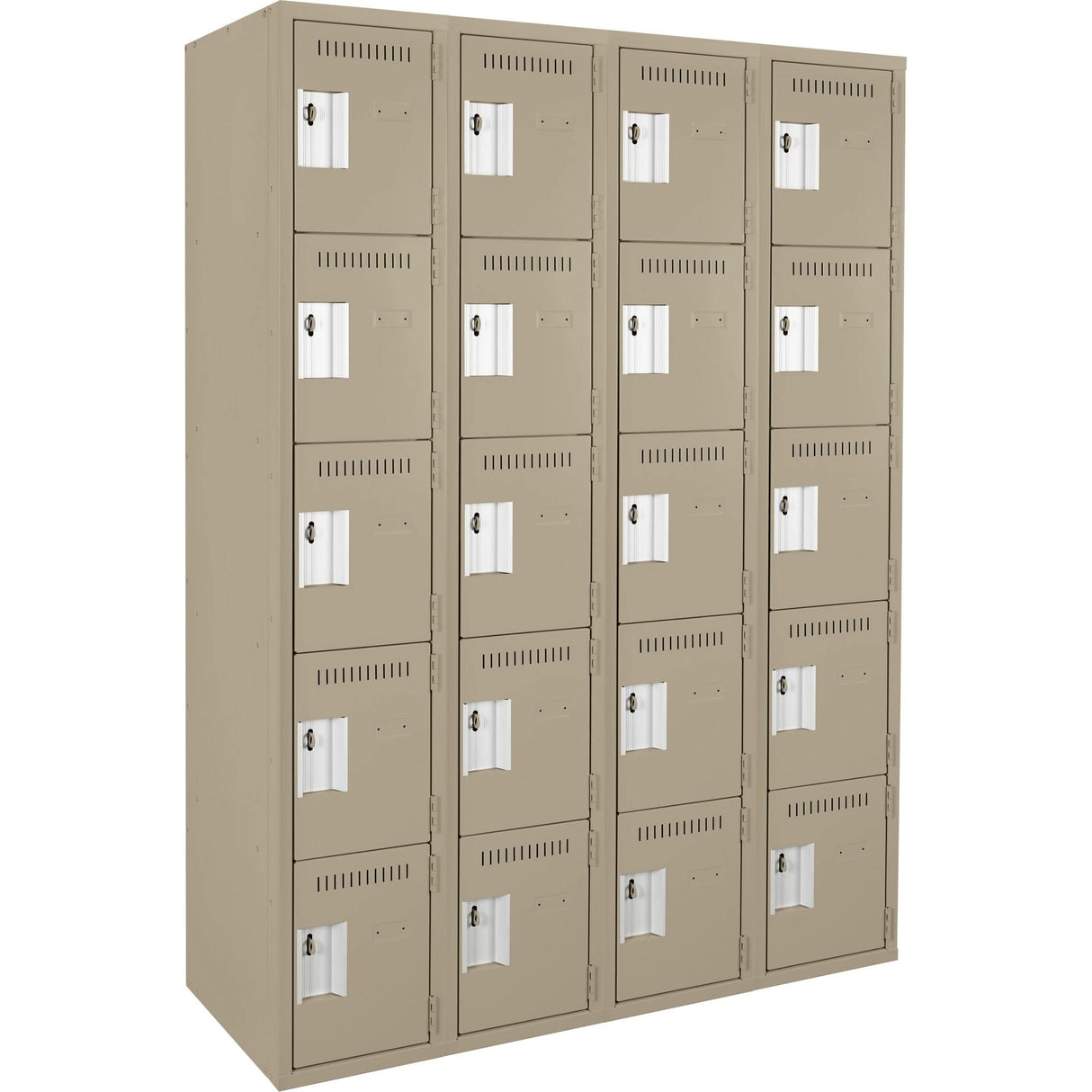 Assembled Clean Line™ Personal Effects Lockers, 5 -tier, Bank of 4, 15" x 72" x 48", Steel