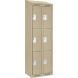 Clean Line™ Lockers, 3 -tier, Bank of 2, 36" x 18" x 78", Steel, Beige, Rivet (Assembled)