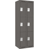 Clean Line™ Lockers, 3 -tier, Bank of 2, 24" x 18" x 72", Steel, Charcoal, Rivet (Assembled)
