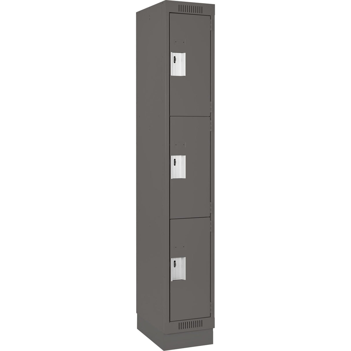 Clean Line™ Lockers, 3 -tier, 12" x 18" x 76", Steel, Charcoal, Rivet (Assembled)