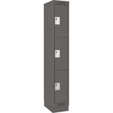 Clean Line™ Lockers, 3 -tier, 12" x 18" x 76", Steel, Charcoal, Rivet (Assembled)