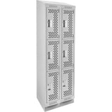 Clean Line™ Lockers, 3 -tier, Bank of 2, 24" x 15" x 82", Steel, Grey, Rivet (Assembled), Perforated