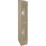 Clean Line™ Lockers, 2 -tier, 12" x 15" x 82", Steel, Beige, Rivet (Assembled), Perforated