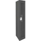 Clean Line™ Lockers, 12" x 15" x 72", Steel, Charcoal, Rivet (Assembled), Perforated