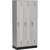 Concorde™ Heavy-Duty Lockers, Bank of 3, 36" x 18" x 76", Steel, Grey, Welded (Assembled)