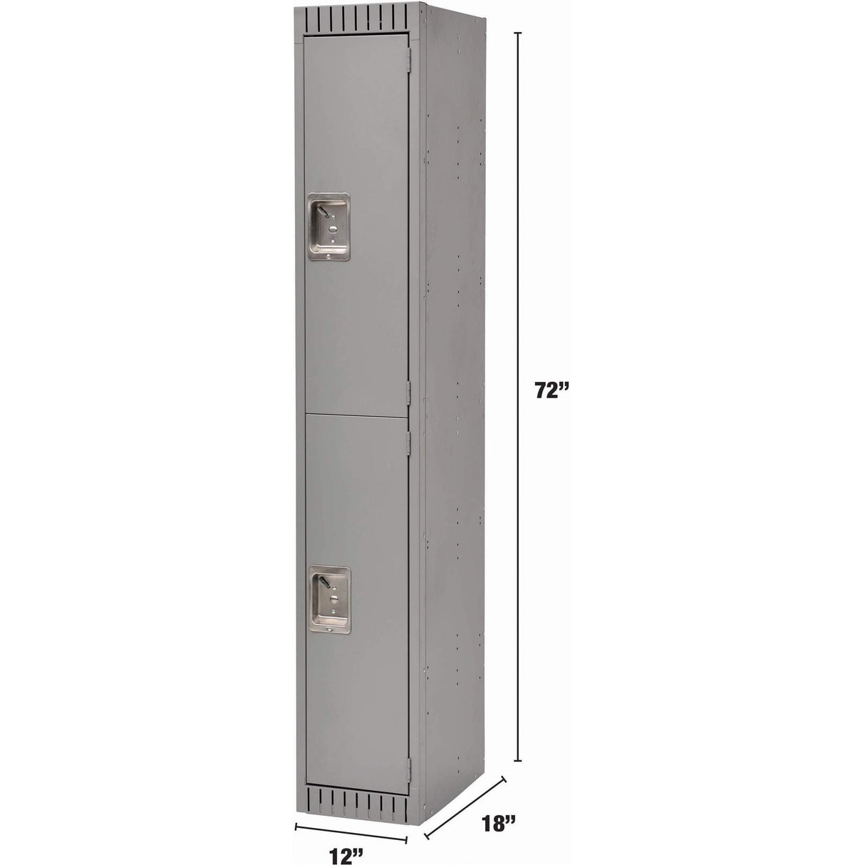 Lockers, 2 -tier, 12" x 18" x 72", Steel, Grey, Rivet (Assembled)