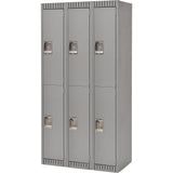 Lockers, 2 -tier, Bank of 3, 36" x 18" x 72", Steel, Grey, Rivet (Assembled)