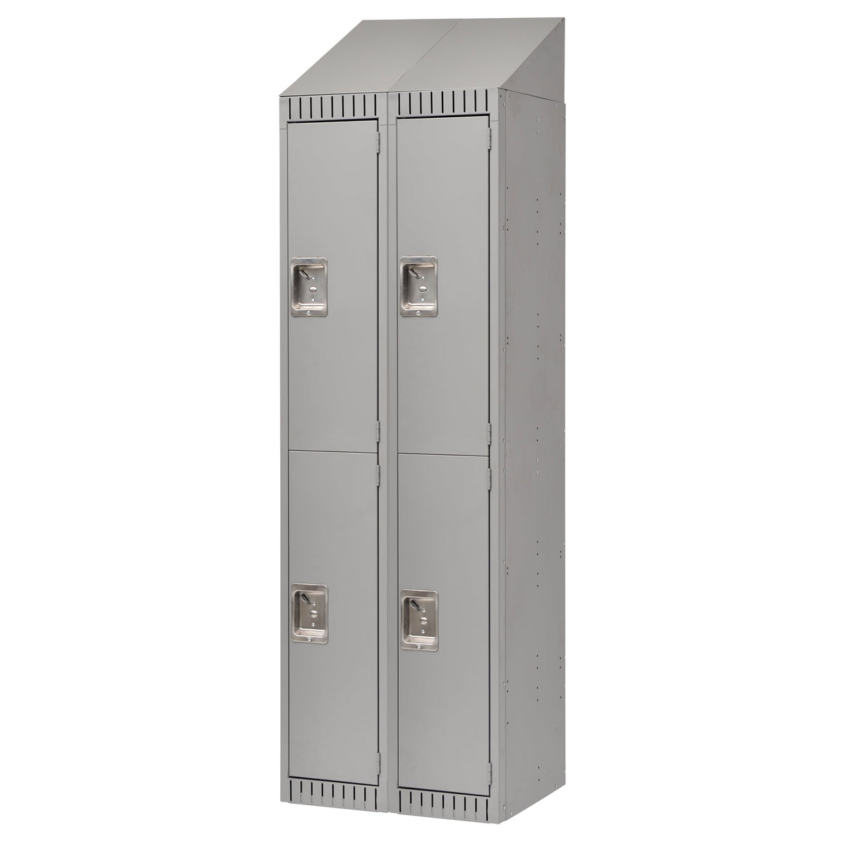 Assembled Lockers, 2 -tier, Bank of 2, 24" x 18" x 72", Steel, Grey, Rivet (Assembled)