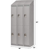 Assembled Lockers, 2 -tier, Bank of 3, 36" x 18" x 72", Steel, Grey, Rivet (Assembled)