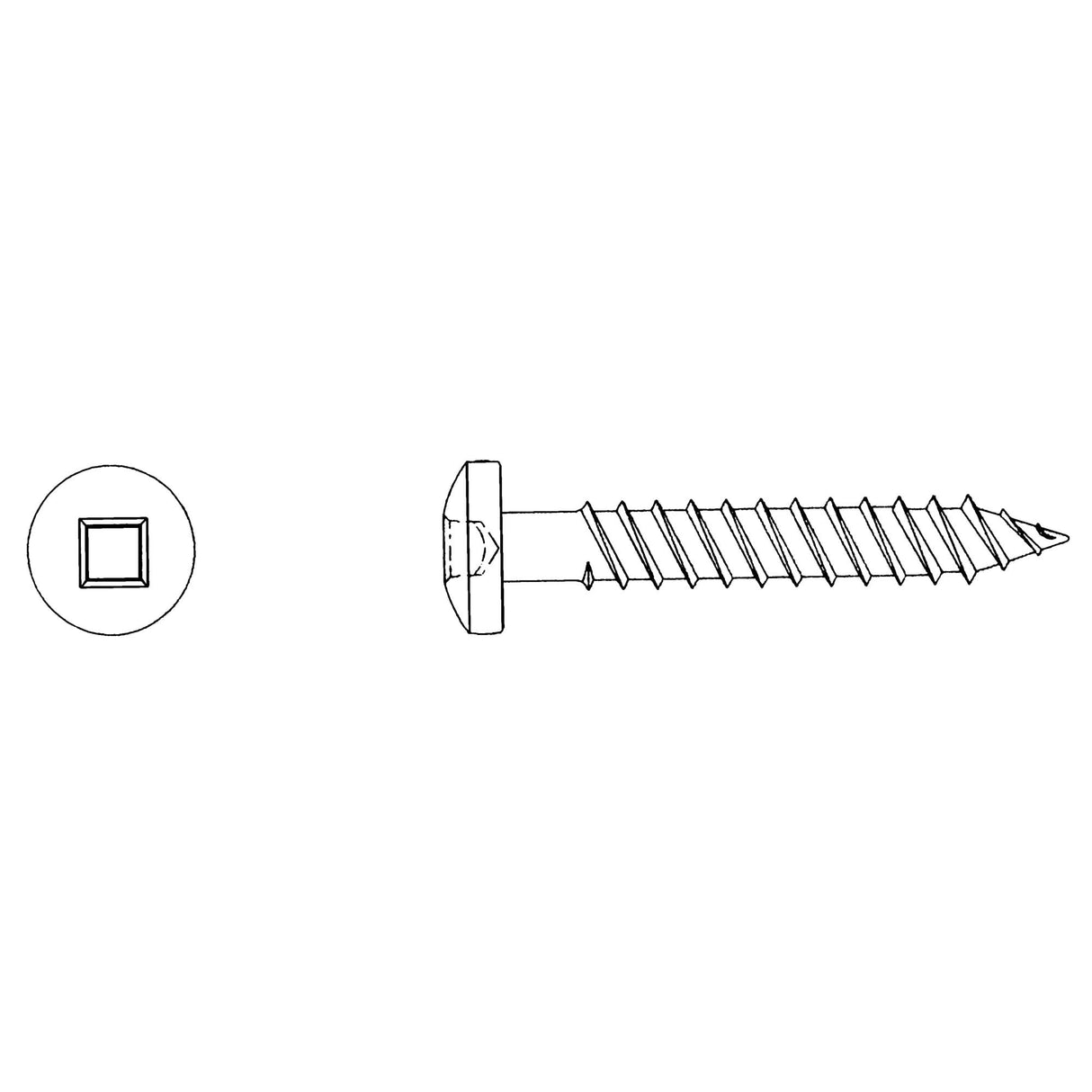 Round Head Wood Screws, #8 x 1-3/4" L, Zinc Plated