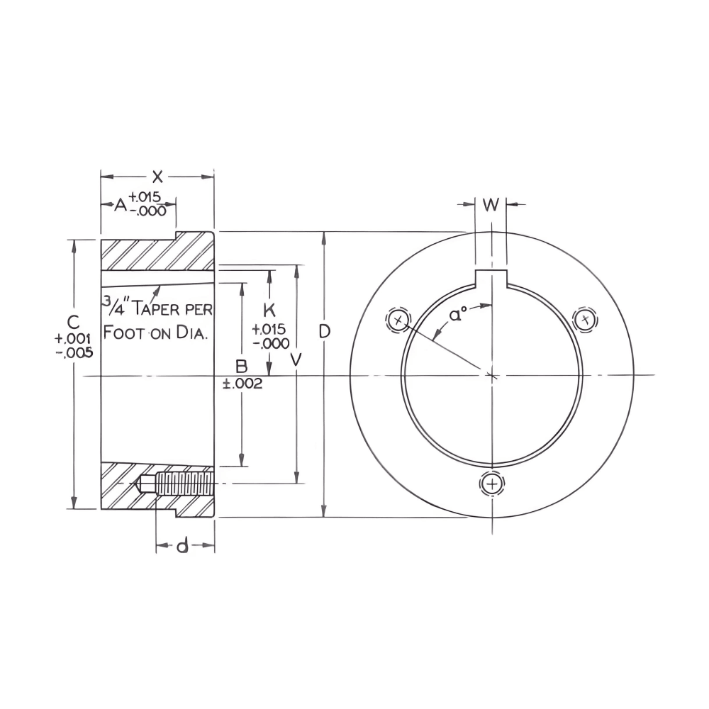 HQ1 Split Taper Weld-On Hub - Carbon Steel