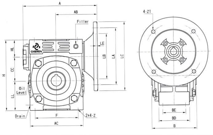 Hollow Shaft Gear Speed Reducer 56C 15:1 Size 60 | UHM6015