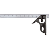 Combination Squares with Square Head - No. 33H Series with Forged & Hardened Steel Heads, 6" L, 1/64" Graduations, Steel, Satin
