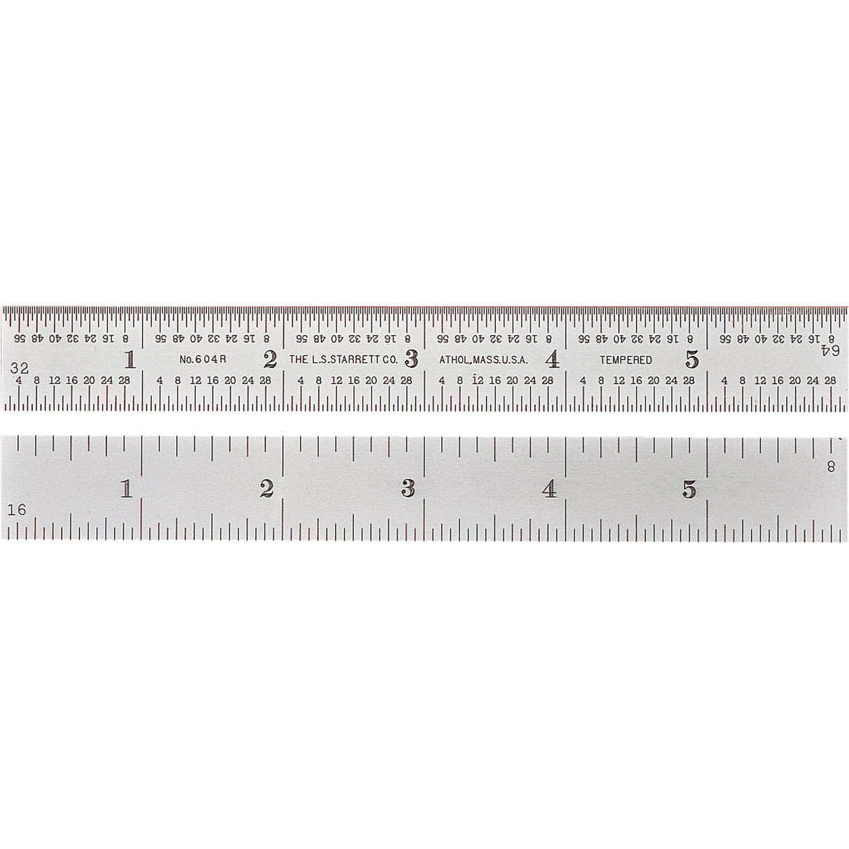 Full-Flexible Rule, 6" L, Steel, 1/8"/1/16"/1/32"/1/64" Graduations
