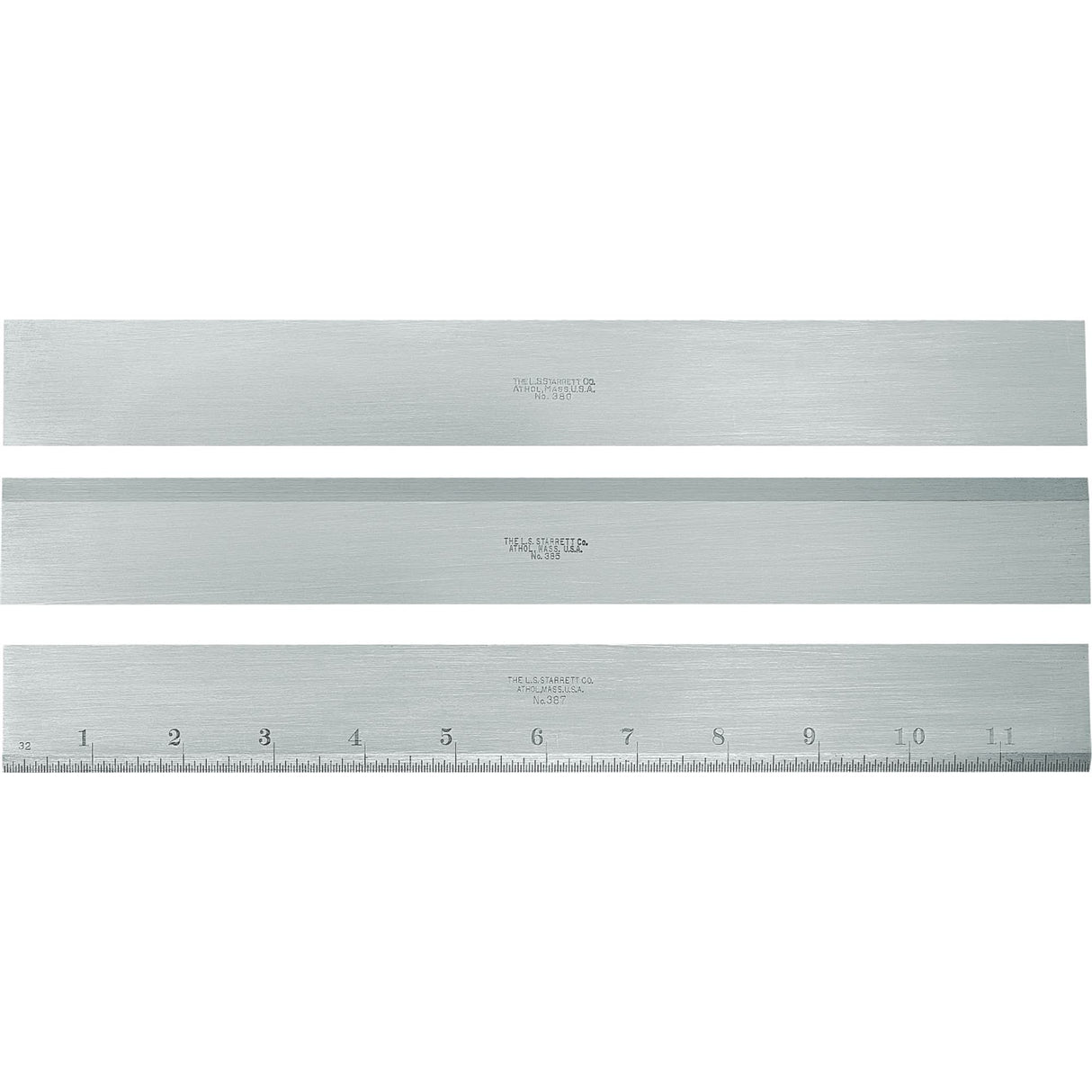 380 Series Steel Straight Edge, 12" L, 1-13/32" W, 11/64" Thickness