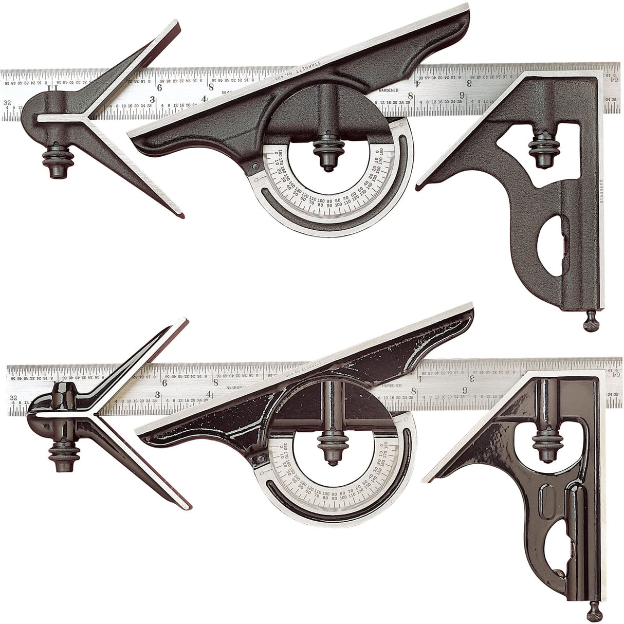 No. 434 Series Combination Square Set, 4 pcs., 0.5 mm Graduations, Steel, Satin