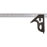 Combination Squares with Square Head - No. 11H Series with Cast Iron Heads, 6" L, 1/16" Graduations, Steel, Plain