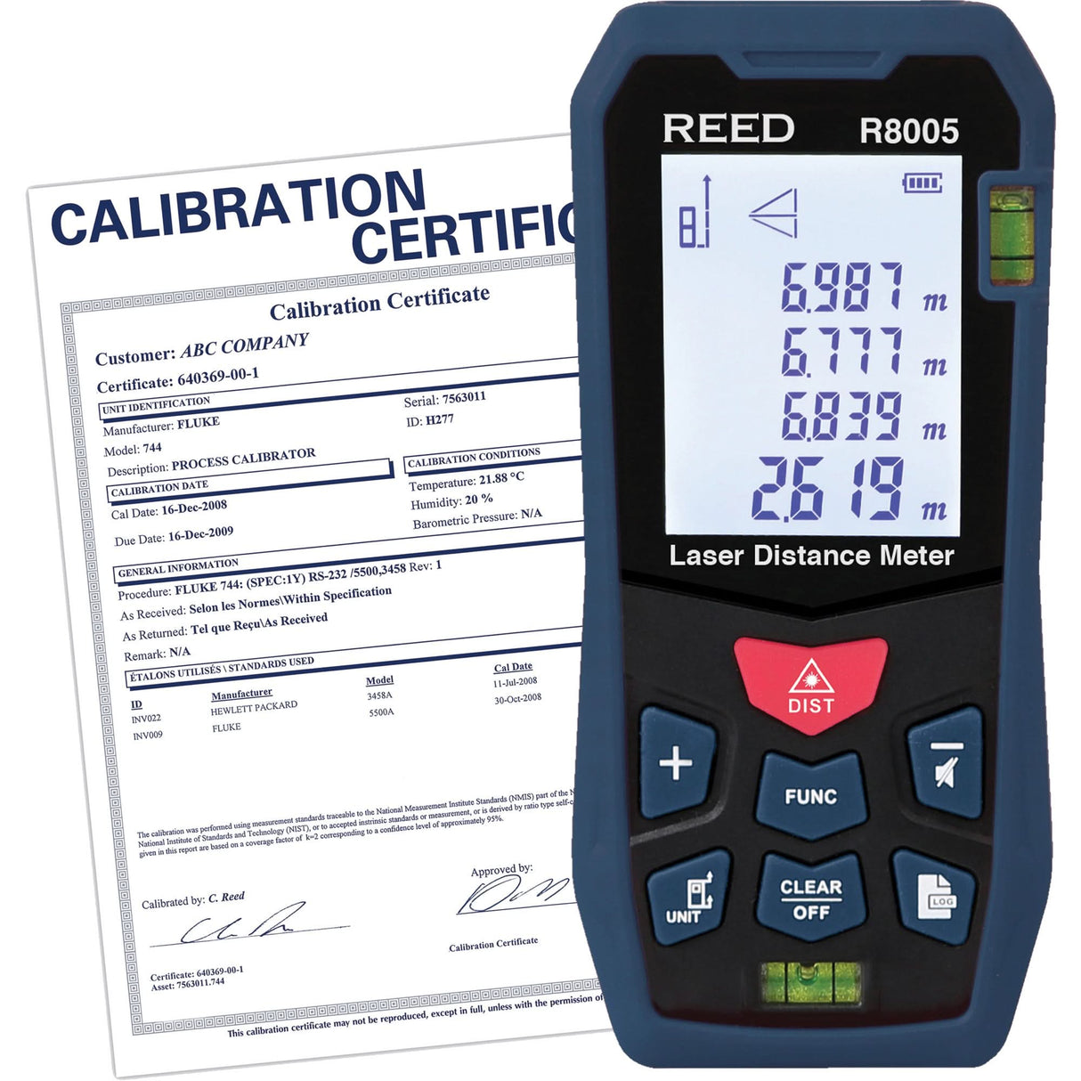 Laser Distance Meter with ISO Certificate, 0' - 164' (0 m - 50 m) Range, Digital (Electronic)
