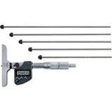Digital Depth Micrometer with Interchangeable Rod, 0" - 12" (0 mm - 304.8 mm) Range, 0.00005" (0.001 mm) Resolution