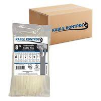 Kable Kontrol CTR800NT 8" Natural Reusable Cable Ties - CTR800NT