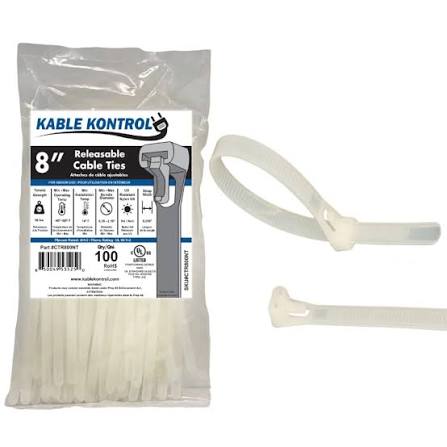 Kable Kontrol CTR800NT 8" Natural Reusable Cable Ties - CTR800NT
