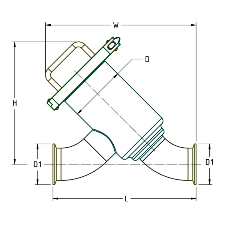 1-1/2" Sanitary Tri-Clamp Inline "Y" Strainer (1mm Basket) - SS 316