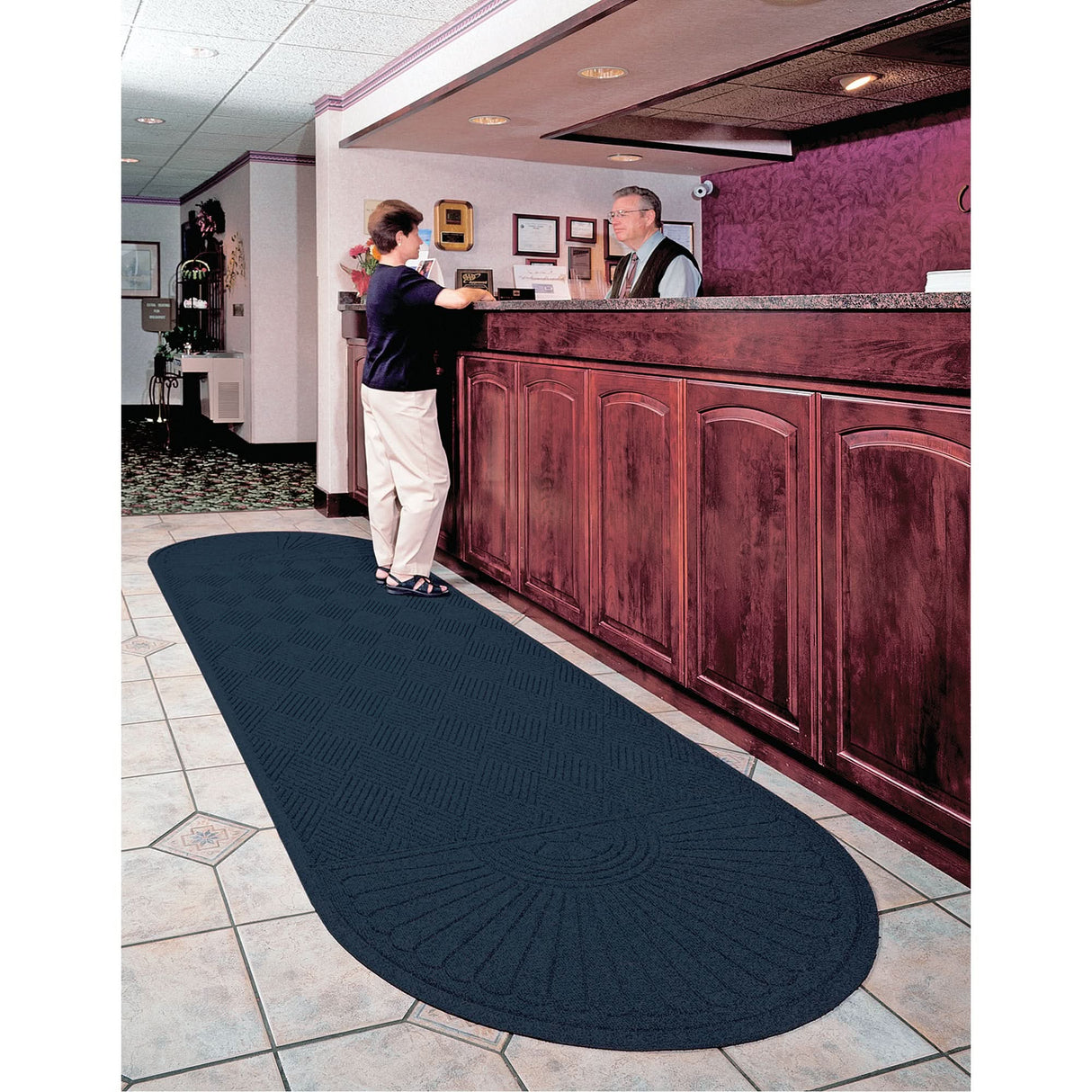 Waterhog® Grand Eco Premier Matting, Wiper/Scraper, 3' x 11' x 3/8", Indigo