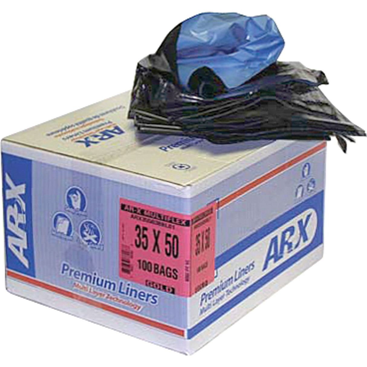 Premium Liners, 2X Strong, 35" W x 50" L, Black, 166.55 L (44 Gal.) Capacity