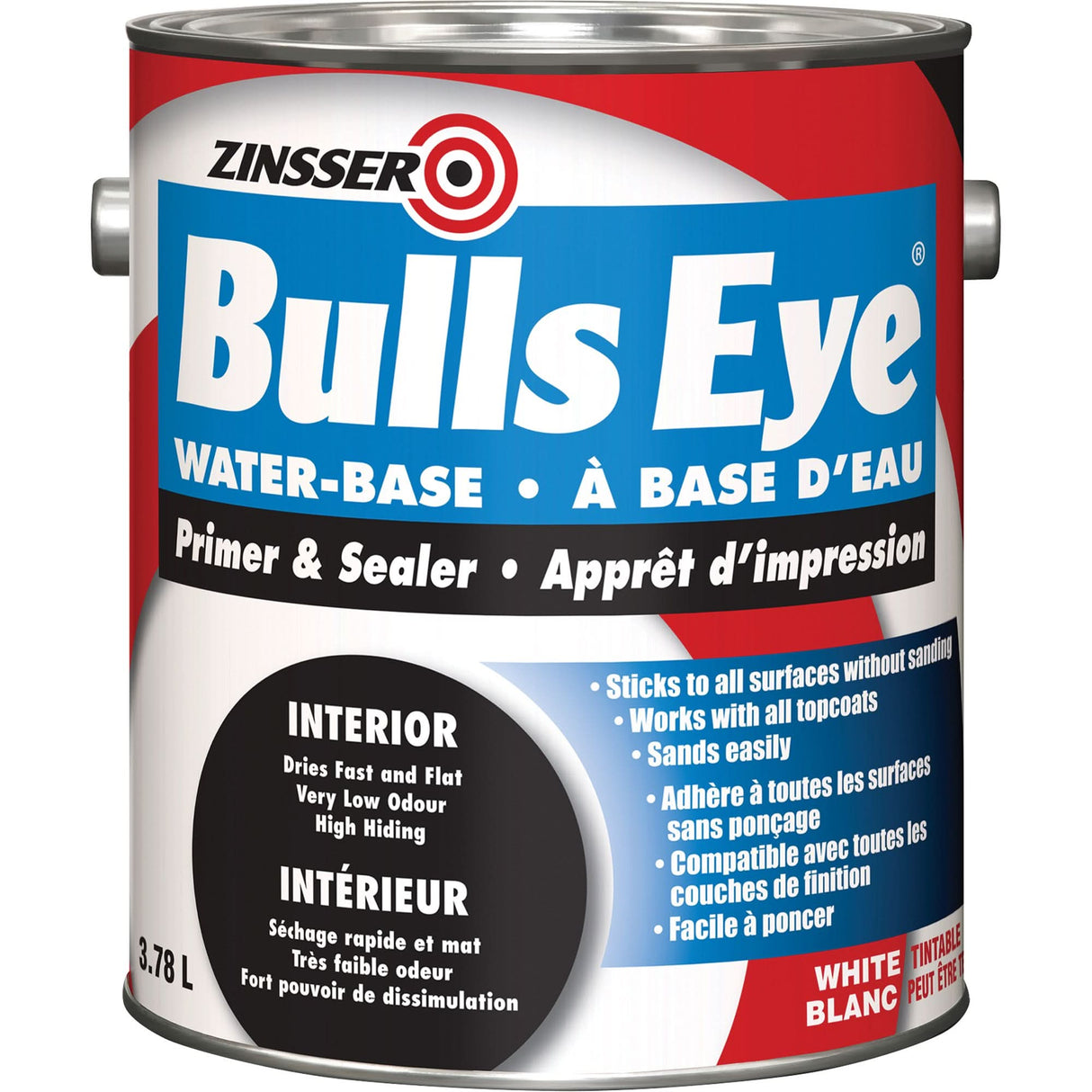 Bulls Eye® Water Based Primer, 3.78 L, Gallon, White