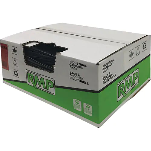Contractor Garbage Bags, 2X Strong, 35" W x 50" L, 1.9 mils, Black, Open Top