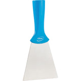 Handle-Mounted Stainless Steel Scraper, Blue, 4" W x 8" L