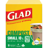 Small Compostable Bags, Regular, 17" L x 16" W, Brown, 10 L (3 Gal.) Capacity