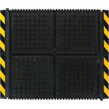 Hog Heaven III Comfort Linkable End Mat, Corrugated, 3-1/3' x 3-3/5' x 3/4", Black/Yellow, Nitrile