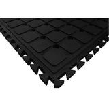Hog Heaven III Drainable Workstation Mat, Corrugated, 3-2/3' x 3-2/3' x 3/4", Black, Nitrile