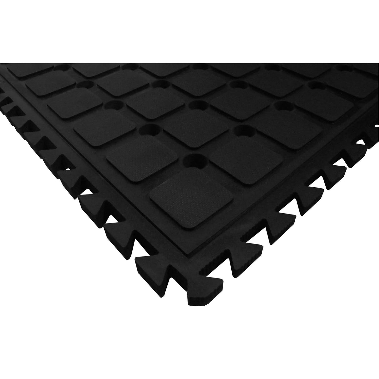 Hog Heaven III Drainable Modular Corner Tile, Corrugated, 3' x 3-1/3' x 3/4", Black, Nitrile