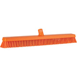 Heavy-Duty Push Broom, Fine/Stiff Bristles, 24", Orange