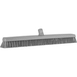 Heavy-Duty Push Broom, Fine/Stiff Bristles, 24", Grey