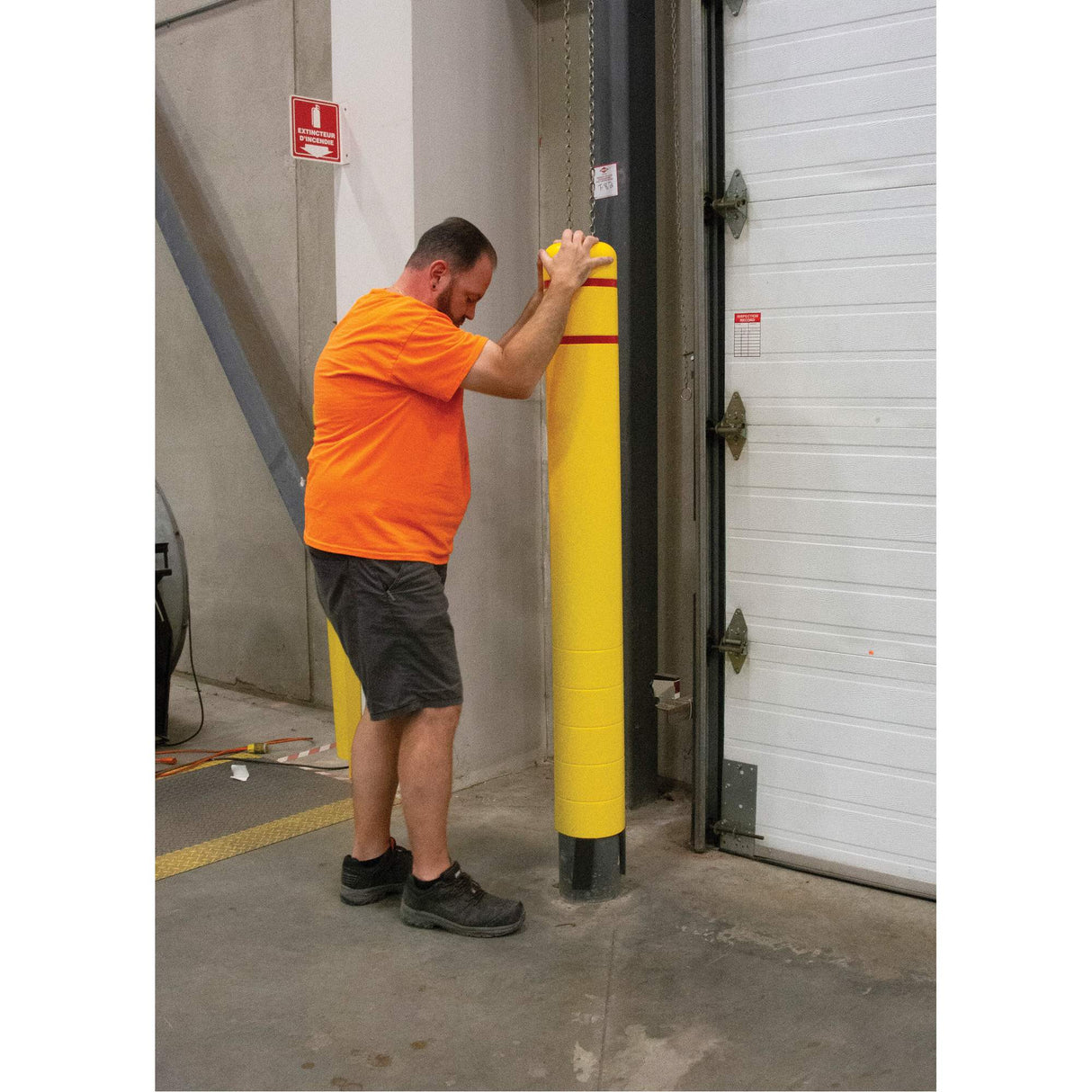 Polyethylene Bollard Cover, 4-1/2" Dia. x 52" L, Red/Yellow