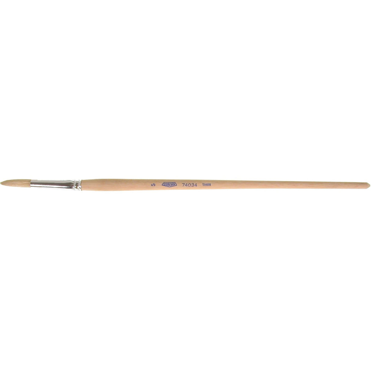 Pure White Bristle Round Marking Paint Brush, 1/4" Brush Width, White China, Wood Handle