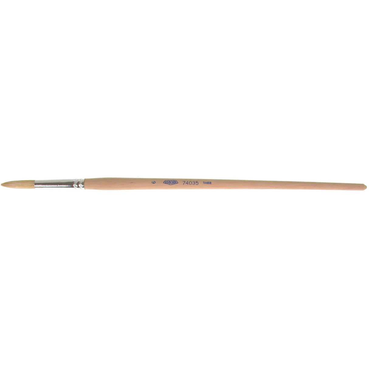 Pure White Bristle Round Marking Paint Brush, 9/32" Brush Width, White China, Wood Handle