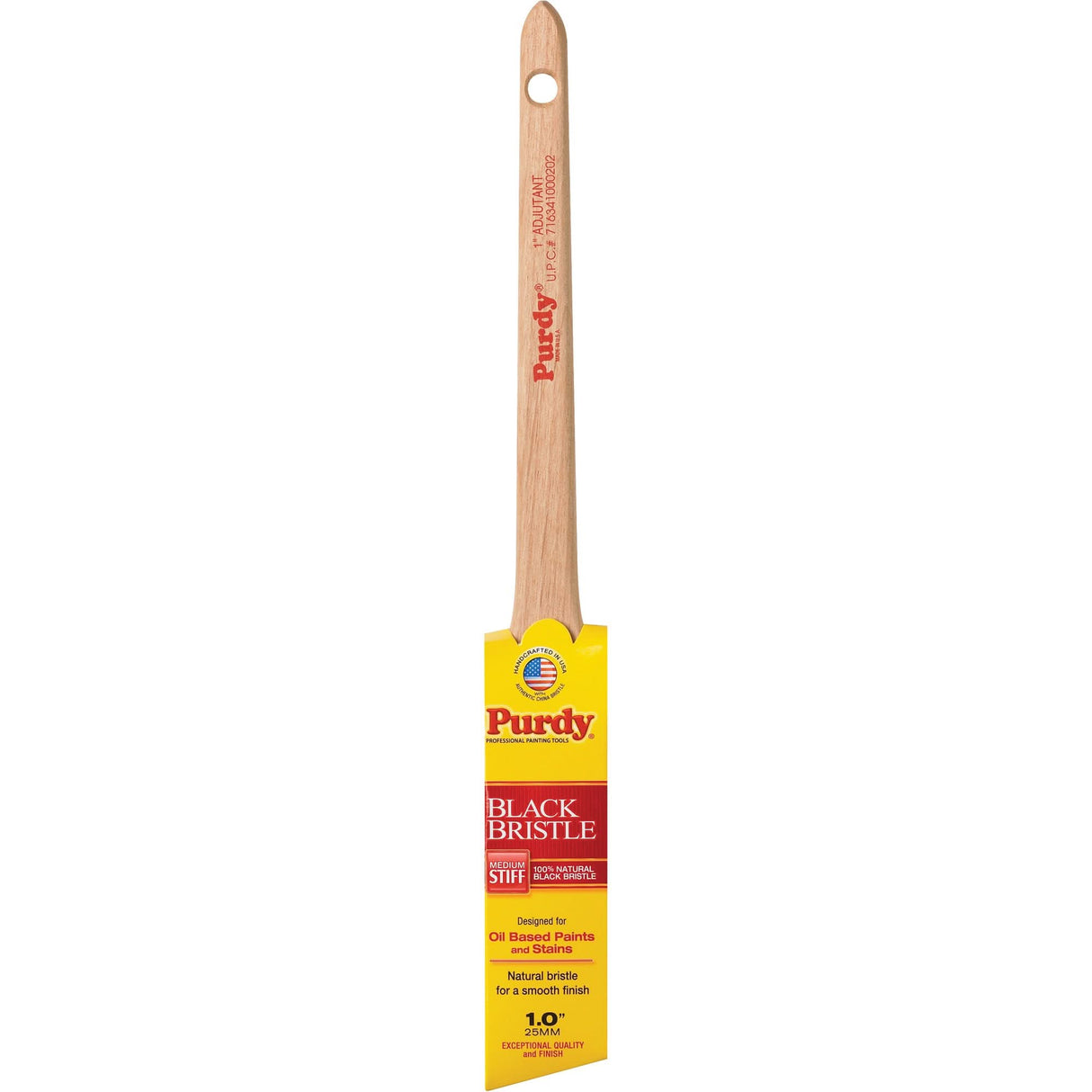 Adjutant Black Bristle Paint Brush, Black China, Wood Handle, 1" Width