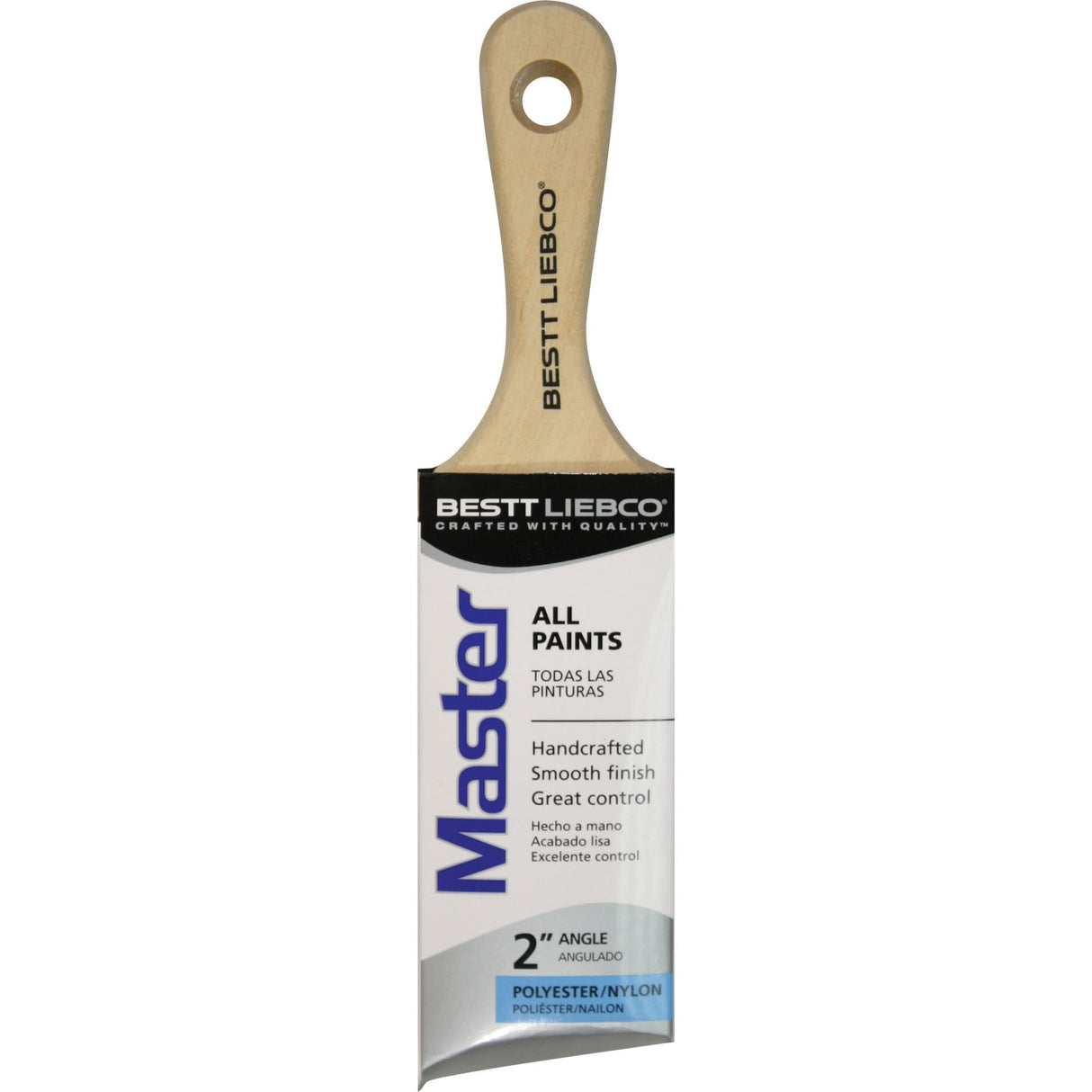 Master Short Paint Brush, Poly/Nylon, Wood Handle, 2" Width