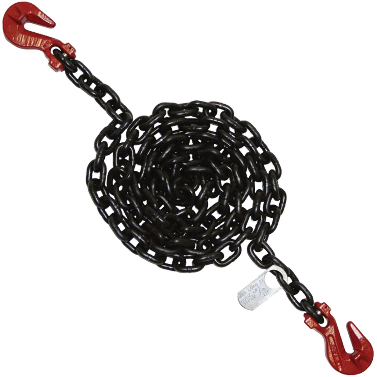 Chain Sling, Grade 100 Chain, Single Legs, Grab & Grab Hooks, 9/32" x 8'