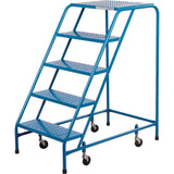 CSA-Certified Rolling Step Ladder, 5 Steps, 22" Step Width, 46" Platform Height, Steel