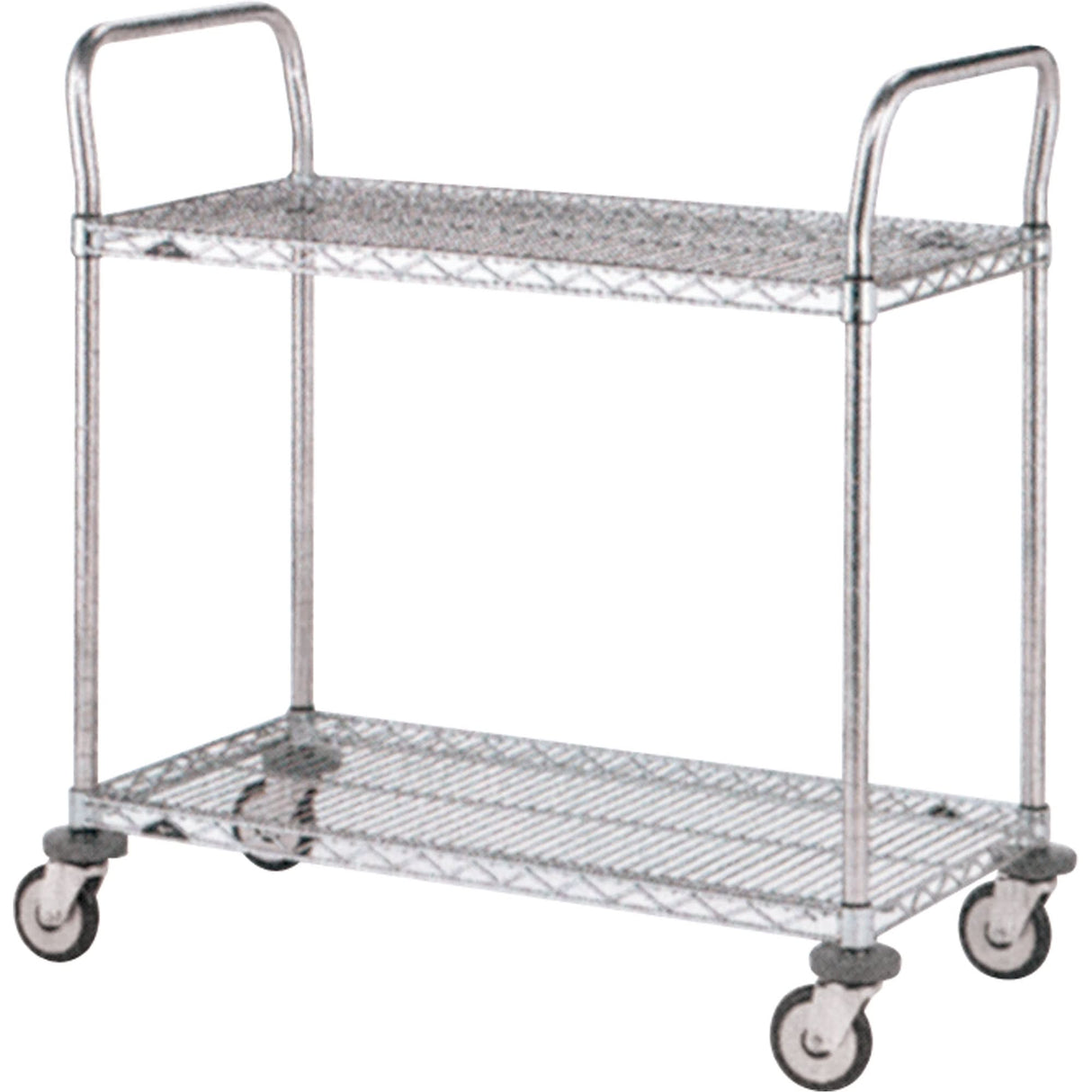 Standard-Duty Utility Cart With Wire Shelves, Chrome Plated, 18" x 39" x 30", 375 lbs. Capacity
