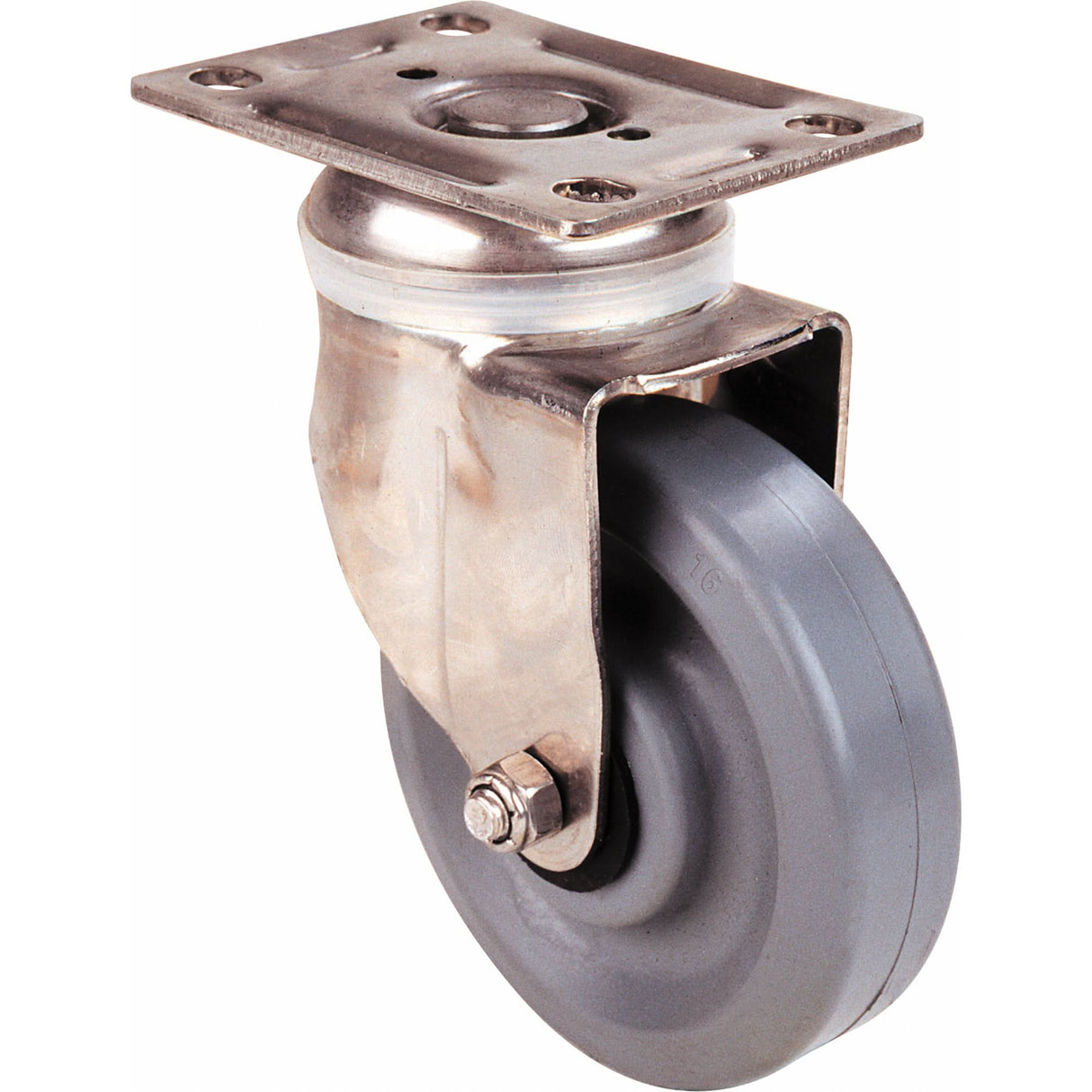 Medium Duty Caster, Swivel, 4" (101.6 mm), Rubber, 250 lbs. (113 kg.)