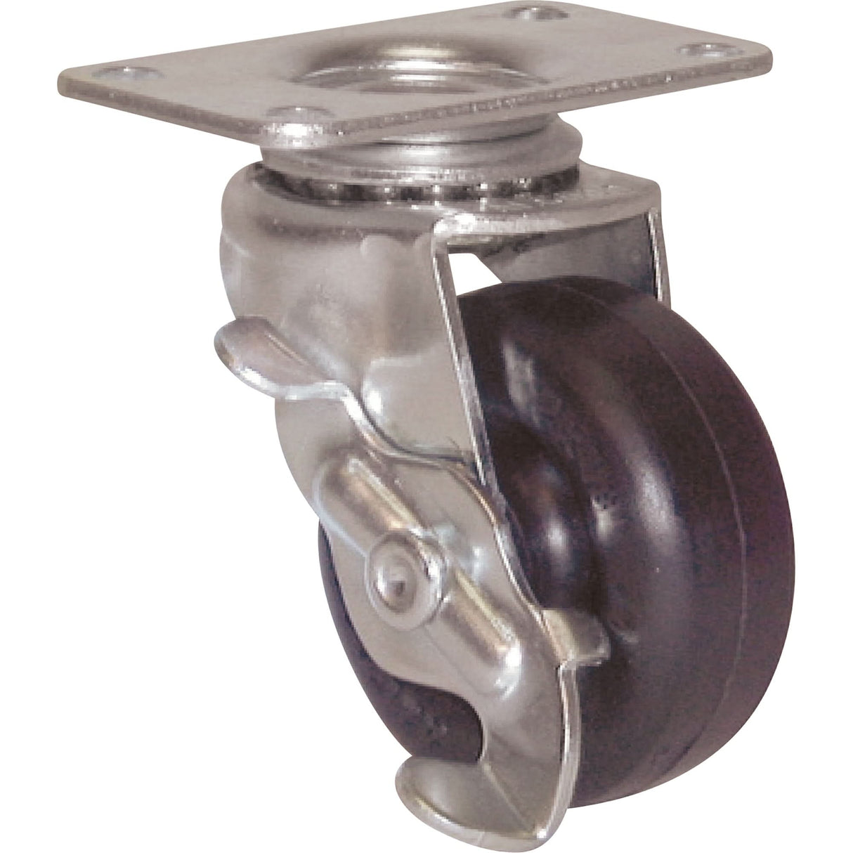 General Purpose Caster, Swivel with Brake, 3" (76 mm), Rubber, 90 lbs. (40.8 kg.)