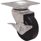 Light-Duty Caster, Rigid with Brake, 5" (127 mm), Rubber, 150 lbs. (68 kg.)